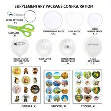 1 Set 35-55mm (1.37-2.16 Inch) DIY Badge Maker Press Machine Punch Kit, Suitable For Making Fridge Magnets, Keychains, Brooches, Badges, Includes Round Cutter, Scissors And Stickers, Portable Multifunctional Creative Press Badge Punch Kit, Ideal For Christmas, Halloween DIY Crafts And Personalized Gifts, No Installation Required - Multicolor - View 10