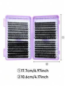 640片紫色DIY睫毛嫁接套装 - D卷度，混合长度30D、40D、50D单簇睫毛，打造自然蓬松妆效，轻松在家嫁接 - 紫色 - 查看 4