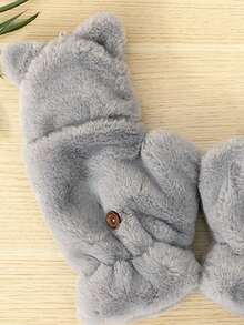 1双卡通可爱休闲街头派对涤纶刺绣露指兔毛手套，保暖加厚女士冬季派对、约会、学生手套 - Flap Mittens - 查看 8