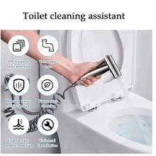 节水不锈钢马桶配件套装 - 包括小便器冲水阀、免钻孔增压器和带阴喷头的双用途角阀 - 轻松升级浴室，浴室配件，浴室工具