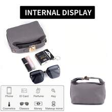 A Gray Stylish Single-Shoulder Bag With Fully Secure Buckle And Zipper Closure. A Business-Style Women's Handbag With A Detachable Shoulder Strap. A Simple And Elegant Clutch Bag, A Women's Wallet. It Is The Preferred Bag Type Suitable For Commuting, Dating, Going To School, Traveling, Outdoor Sports, And Giving As A Gift. - Grey - View 5