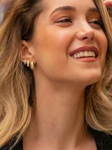 3对（6件）优雅锆石耳环套装，女士珠宝礼品 - 金色 - 查看 5