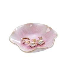 Lotus Leaf Shape Decorative Ring Tray Small Key Bowl Ceramic Trinket Tray Jewelry Dish Organizing Necklace Earrings Home Decoration For Mom Best Friend Sister Pink. - 粉紅色+淺綠色-蓮花 - 查看 5