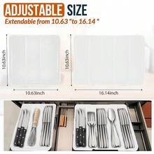 WSXC Silverware Organizer Adjustable And Expandable Utensil Tray For Kitchen Cutlery Storage Spoons Forks Knives Holder Storage Dividers Multipurpose Silverware Drawer Organizer For Dining Table - White - trắng - Xem 2