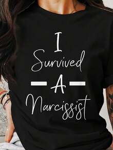 Camiseta o sudadera con cita inspiradora, "Sobreviví a un narcisista", ropa de empoderamiento, camiseta unisex, camisa, regalo, camiseta - Negro 4 - Ver 1