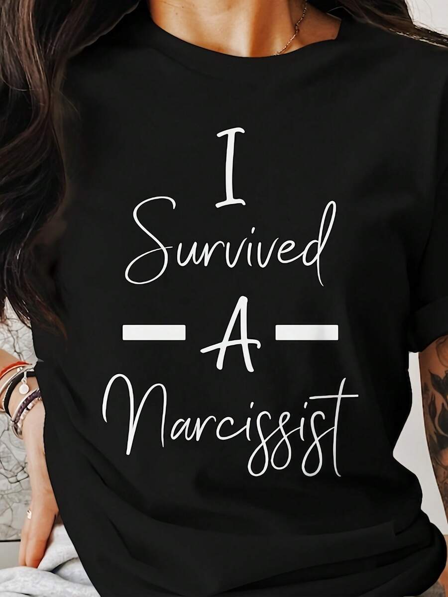 Camiseta o sudadera con cita inspiradora, "Sobreviví a un narcisista", ropa de empoderamiento, camiseta unisex, camisa, regalo, camiseta - Negro 4 - Ver 1