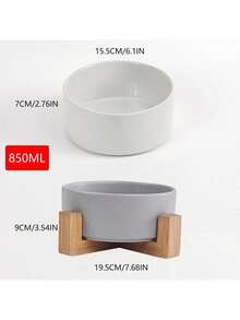 1 bát sứ cho mèo/chó, bát uống nước cho thú cưng, bát đựng thức ăn cho mèo, bát đựng thức ăn cho chó kèm chân đế gỗ chống trượt giúp bảo vệ cổ, bát ăn cho thú cưng, có thể rửa bằng máy rửa chén và dễ dàng vệ sinh. - 400ML - Xem 8