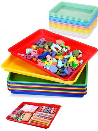 5pcs Multi-Color Plastic Trays Manicure Tools - Thickened Stackable Storage Tray, Smooth Edges, Suitable For Crafts, Beading, Painting Projects And Home Use - Mixed Colors (Random Color)