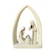 Pequeño belén, lindo pesebre, figuras de la Sagrada Familia, adornos del nacimiento de Jesús para el hogar. Las decoraciones del día de San Valentín se pueden colocar en fiestas de empresas y escuelas, y son imprescindibles para los regalos del día de San Valentín y Año Nuevo. - Blanco - Ver 6