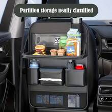 1pc Car Seat Back Storage Bag | High-Quality Nappa Faux Leather | Multi-Function Tablet Holder, Cup Holder And Ample Storage Space | Suitable For SUV And Sedan Storage Organization