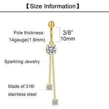 Belly Button Rings Surgical Steel 14G Opal CZ Navel Piercings Belly Rings Body Jewelry For Women Girls 3 8" 10mm Silver Rose Gold - C46吊墜金 - 查看 2