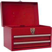 Workington Caja de herramientas portátil de metal con 2 cajones clóset de herramientas de 14 pulgadas con 2 cajones con rodamientos de bolas organizador de caja de almacenamiento de herramientas deTool Chests & Cabinets - Rojo - Ver 7