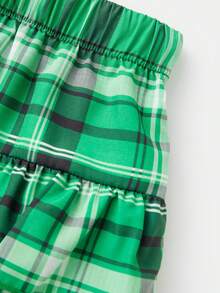 Womens Gingham Mini Skirts Y2k Going Out Elastic Waistband Plaid Checkered Streetwear Cute Summer Boxer Short Skirt - 綠色 - 查看 8