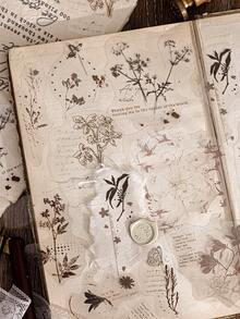 20pcs/Pack (10 Designs, 2 Of Each) Cute Plant Branches, Flowers, Leaves Stickers For Scrapbooking, Vintage English Notes, Collage Decoration, Diary DIY, Waterproof Transparent Stickers, Stationery Supplies Scrapbook Supplies - Multicolor - View 2