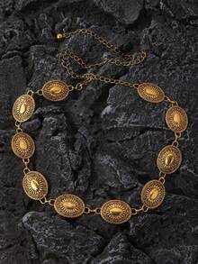 橢圓形唐草腰鍊金色