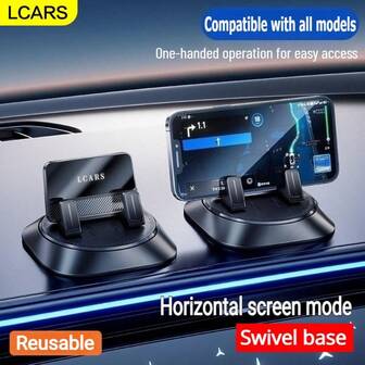  LCARS Car Phone Holder, Made Of ABS Material With Silicone Anti-Slip Pad, Suitable For Dashboard, Stable And 360-Degree Adjustable, Landscape And Portrait Orientation, Suitable For Car, Office And Home Use For Navigation And Entertainment