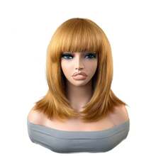 18 Inch Straight Synthetic Wig With Bangs Bob Wig Heat Resistant Perfect For Daily Wear Cosplay And Parties - Multicolor - View 12