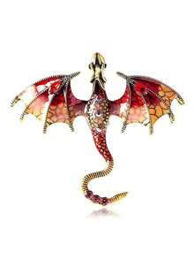 1pc Vintage Creative Enamel Drip Decor Western Dragon Animal Brooch, Multipurpose Decoration For Bags, Scarves, Unisex Accessory