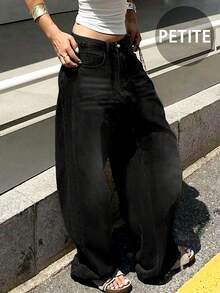 New Women's Retro Casual Boyfriend Style Straight Loose Fit Versatile Denim Jeans, All Season - Black - View 5