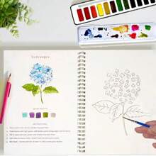 Flowers Watercolor Workbook, Watercolor Workbooks Coloring Book, Watercolor Paint Set, ,9 Flowers Pattern, Including 12 Colors Watercolor Paint With Brush, Art Crafts Painting Supplies, Anxiety Relief, DIY Painting Supplies For Home Decor, Art Supplies For Adults & Teens, Watercolor Palette Set Back To School - Hoa - Xem 10