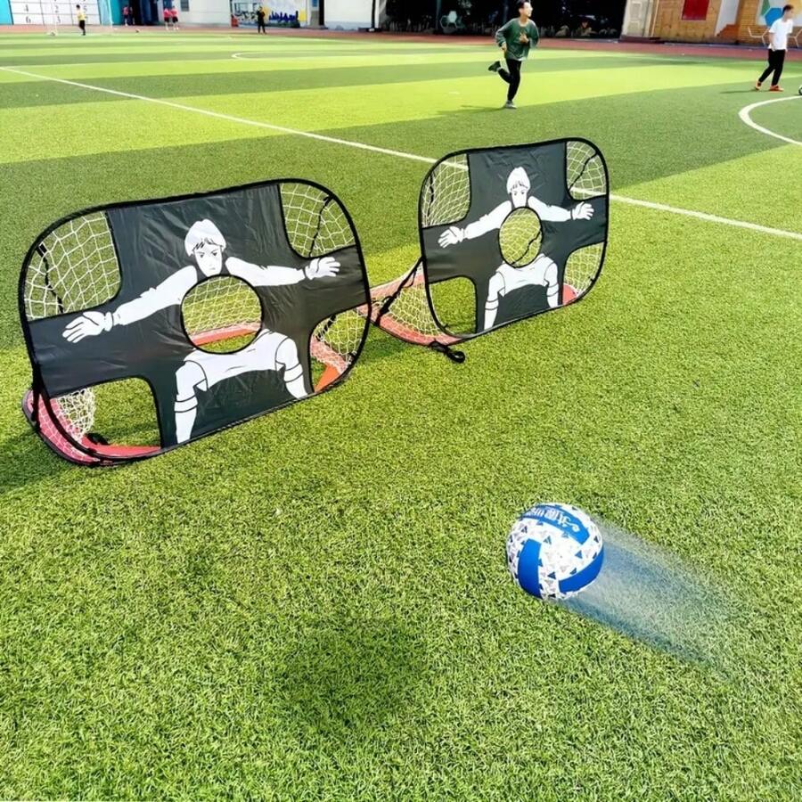 1pc Portable Nylon Football Goal With Goalkeeper Design, Made Of PA Material, Neutral Adult Size, Team Sports Equipment, Quick-Open Grid Football Training Gate, Suitable For Indoor/Outdoor, Lawn, Playground, Backyard, Family Gathering, Football Sports Accessories, Football Equipment, Football Gift - Black - View 1