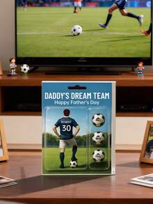 1pc Custom Personalised Football Dad Display Plaque – Custom Father'S Day Gift,Carve Name On A Football Plaque,Daddy'S Dream Team-Happy Father'S Day,Personalized Gifts
