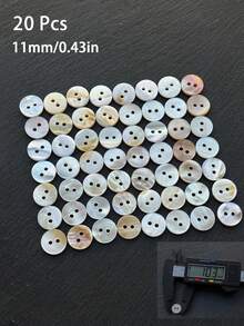 20/50pcs Natural Seashell Beige, Undyed Round Buttons, Delicate Shirt Buttons, Versatile Small White Buttons - Beige - View 11