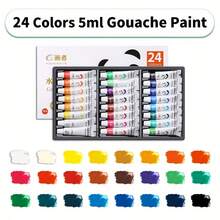 水粉颜料套装，12/18/24色，每支5毫升，艺术家品质，优质鲜艳色彩，耐光，不透明，水性颜料，专业绘画用品，成人、专业人士和业余爱好者的理想礼物 - 單件 - 查看 11