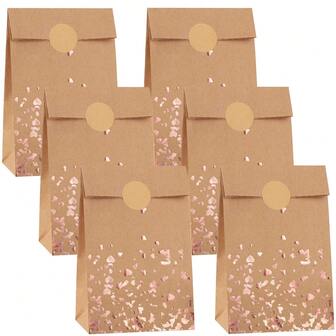 22 Pcs Copper And Rose Gold Cowhide Paper Gift Bags With 12 Stickers - Suitable For Valentine's Day, Weddings, Birthdays, Tea Parties, And Celebrations, Gift Packaging Bags, New Year Gift Giving Bags