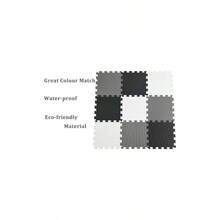 16 alfombrillas de espuma con bordes, azulejos entrelazados, tapete de espuma para nios, tapetes de juego de rompecabezas, tapetes de gimnasio para ejercicio, color negro y blanco y gris - negro - gris - blanco - Ver 6