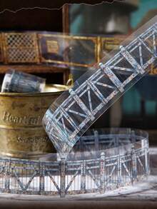 50mm*2M 复古锈迹斑斑的栅栏剪贴簿用品 PET 胶带，创意黄铜铁艺栅栏链条图案装饰贴纸，防水 DIY 胶带，学校文具用品 - 彩色 - 查看 2