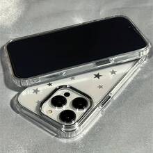 Funda para teléfono: Estrella gris, compatible con iPhone 17/13/12/11/16 Pro Max/15 Pro/14 PLUS, absorción de impactos, antideslizante, ligera, diseño de moda nuevo, protección unisex de alta calidad en TPU carcasa gris con estrella, estilo minimalista, protege contra caídas y rayones, perfecta para oficina, escuela y ocasiones especiales - transparente - Ver 4
