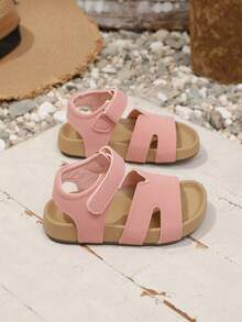 1双儿童露趾防滑沙滩凉鞋，软底休闲套脚拖鞋，男女童均适用 - 粉色 - 查看 7