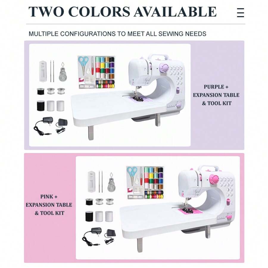 Portable Mini Electric Sewing Machine With 42PCS Sewing Kit Tools, Extension Table, Home Multifunctional Sewing Machine , Foot Pedal, Light, 12Built-In Stitches 2 Speed, Can Lock The Edges-Great Gift For Mothers And Grandmothers - 查看 1