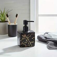 1pc Marble Pattern Plastic Soap Dispenser , Easy Press, Slip-Resistant, Reusable For Hand, Lotion, Shower Gel, Shampoo, Bathroom & Kitchen,Hotel Washing Hand Bottle - Multicolor - View 2