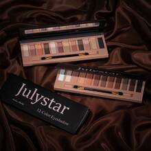 Julystar 12色眼影盘，日夜妆容套装，哑光和珠光质地，易于晕染，专业眼影盘，适合初学者，送礼佳品 - 彩色 - 查看 11