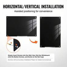 Magnetic Glass Whiteboard, Dry Erase Board 36"X24", Wall-Mounted Large White Glassboard Frameless, With Marker Tray, An Eraser And 2 Markers, Black - màu đen - Xem 5