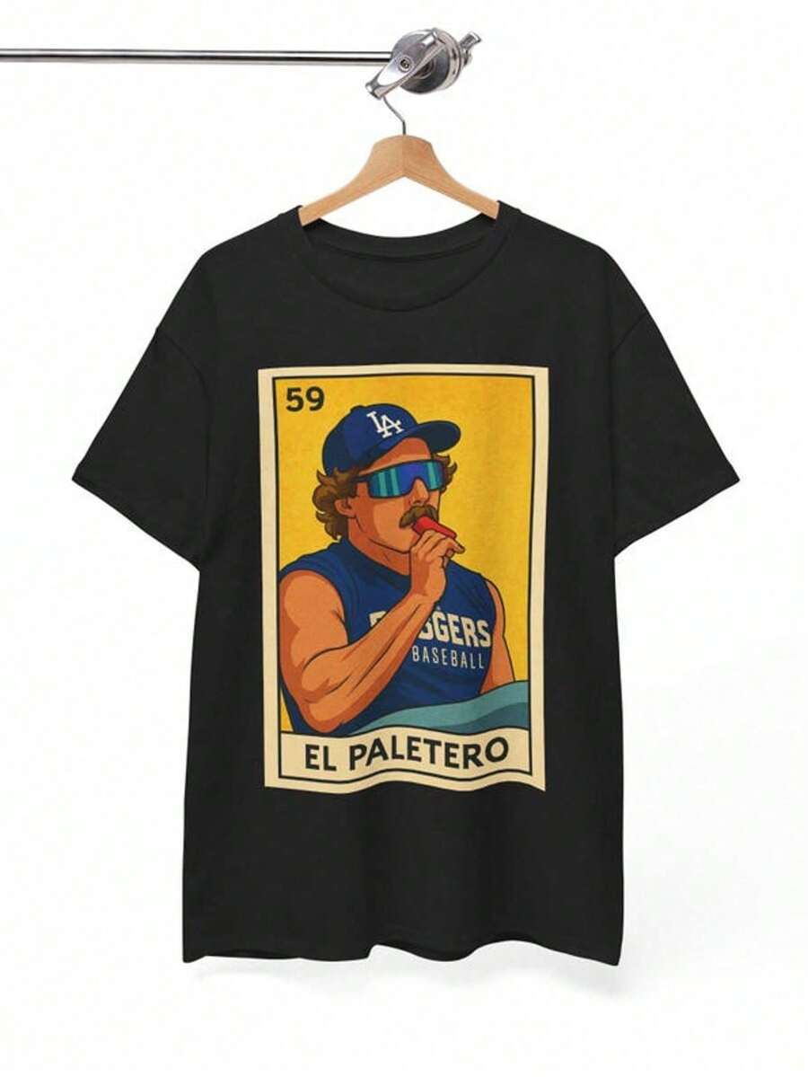 Dodgers El Paletero Loteria Tee Shirt - Unisex Cotton Casual Fit - màu đen - Xem 1