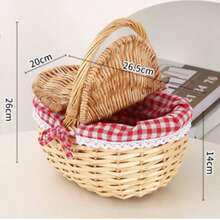 Handwoven Willow Picnic Basket With Handle And Double Lids, Suitable For Storing Food, Fruits, Holidays, Camping, Shopping, Home Decor. Made Of Pure Natural Handwoven Willow, Slight Color Difference May Exist Due To Growth Factors, But Does Not Affect Aesthetics And Usability. Please Purchase With Confidence. - Multicolor - View 14