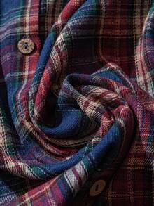 Women Country Music Festival Casual Plaid Puff Sleeve Shirt - Màu nâu Sô-cô-la - Xem 5