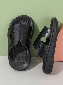 1双儿童时尚镂空透气软底舒适户外套脚凉鞋，夏季 - 黑色 - 查看 5