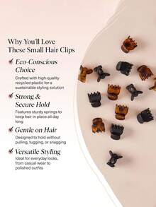 22pcs Simple Hair Claw Set, 2pcs Hair Hoops, 20pcs Mini Hair Claws, Fashion Hair Clips For Women | Non-Pulling And Non-Snagging | Durable Plastic Material | Ideal Gift For Women - Tortoiseshell And Black - Black - View 3