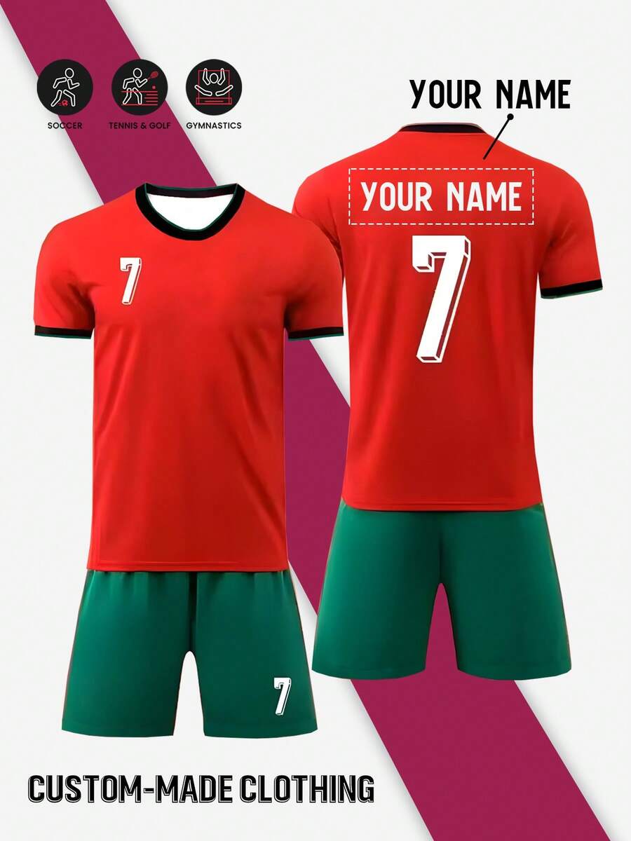 Maillot de football d'équipe nationale personnalisé avec nom Tooth, maillot extérieur #7, ensemble uniforme de football pour jeunes, Top col rond en polyester et short pour l'entraînement des garçons