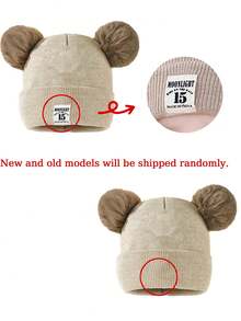 1顶A-Z字母针织新生儿帽，儿童针织帽，双层加厚婴儿针织帽，男女宝宝通用，弹性帽带，适合0-3岁幼儿，生日礼物，适合冬季和春季，冬季保暖，双绒球可爱儿童针织帽