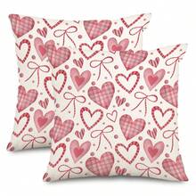 2 件装情人节抱枕套，粉色蝴蝶结心形情人节装饰抱枕套，春季假日户外沙发和床靠垫套（16 英寸 x 16 英寸，18 英寸 x 18 英寸，20 英寸 x 20 英寸） - 粉色 - 查看 10