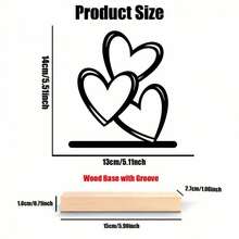 Letrero de hierro con forma de corazón hueco de tres niveles para San Valentín con base de madera, ideal para mesas, fiestas y eventos en casa. - Negro - Ver 6