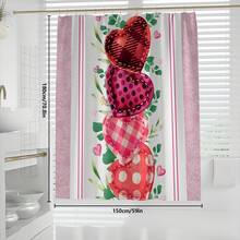 1pc/4pcs Classic Rose Heart Shaped Shower Curtain Set - Heart, Balloon, Rose, Teddy Bear Design - Fashionable Polyester Woven Valentine's Day Decor, Spring Decor, Bathroom Divider Curtain With 12 Hooks, Non-Slip Bath Mat, Toilet U-Shaped Mat, Toilet Lid Cover, Bathroom Set - Multicolor - View 18