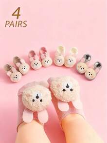 4 Pairs Baby Socks, Boat-Shaped Socks, Spring-Autumn Socks, Boys' And Girls' Baby Cartoon Anti-Slip Baby Walker Socks - Multicolor - View 9