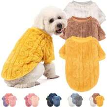 Suéter para perro, paquete de 3 suéteres para perros pequeños o gatos, niña o niño, ropa cálida para perro, chamarra para invierno Navidad (rojo navideño, blanco, XXL)(Pequeño Beige, Café, Amarillo) - Multicolor - Ver 2