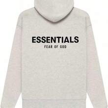 Essentials Hoodie 'Light Oatmeal'winter Clothes Women Loose Drop Shoulder Hooded Sweatshirt, Vintage Flocking Craftsmanship Combined With Modern Breathable Technology, Warm Cotton Flocking, Loose Urban Functional Wear, High-End Cotton For Urban Street Style, Loose Silhouette Gender-Neutral Design, Mixed-Color Cotton For Low-Profile, Preferred Choice For Cafes And Hiking.Fall Halloween Sweater - Màu Xám nhạt - Xem 1